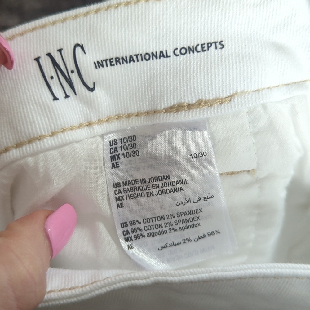 INC International Concepts Denim White Mid Rise Straight Leg Jean Size 10/30 - Picture 6 of 7